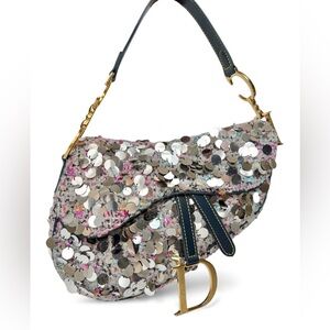 Christian Dior Wool Sequin Saddle Bag- RARE